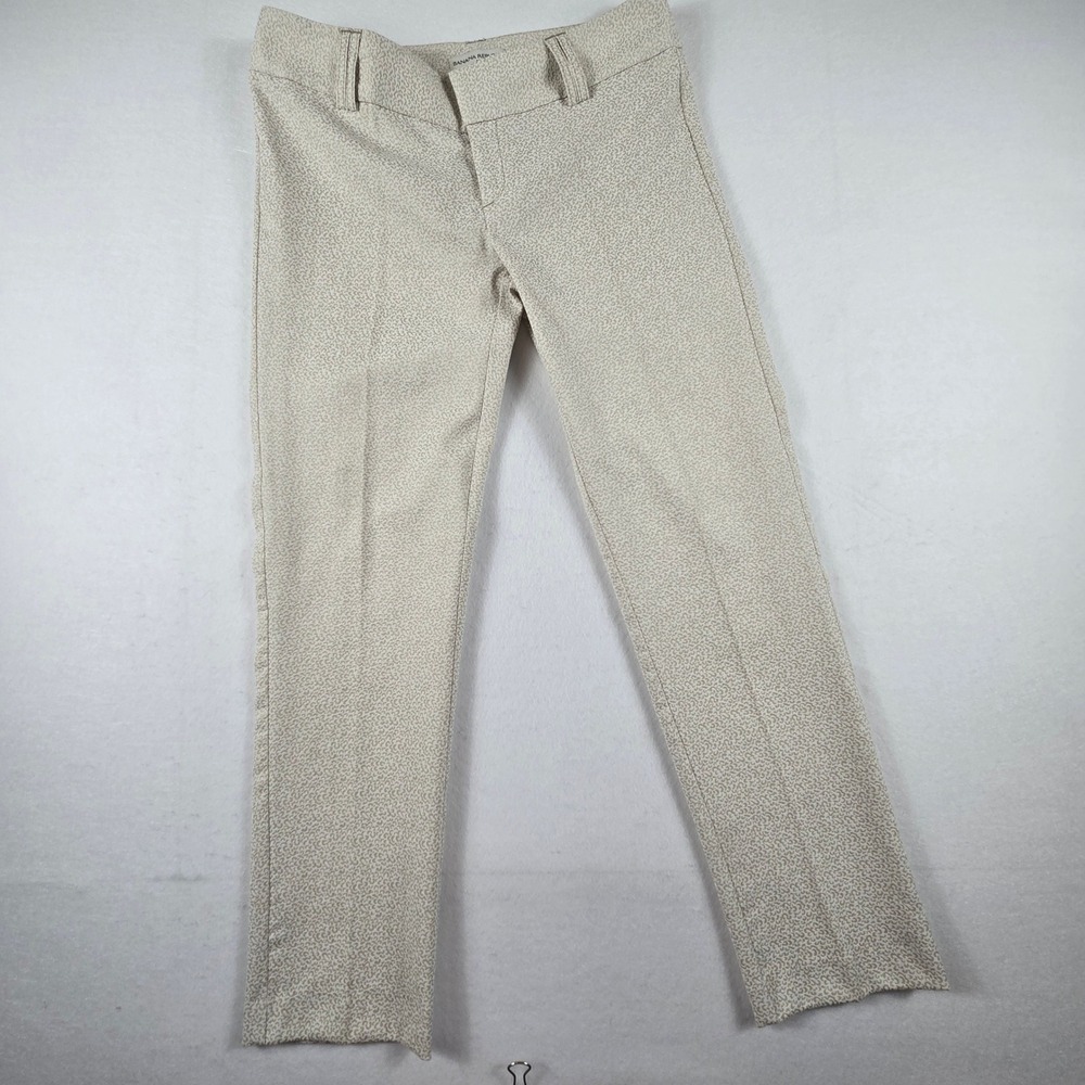 Banana Republic Dress Pants Womens 6 Tan Leopard Jacquard Metallic (B1)